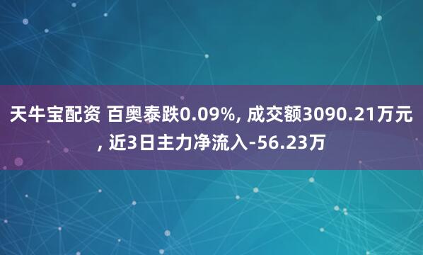 天牛宝配资 百奥泰跌0.09%, 成交额3090.21万元, 近3日主力净流入-56.23万